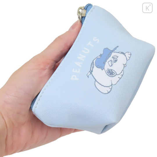 Japan Peanuts Triangular Mini Pouch - Snoopy : Brother Olaf Face Blue - 2