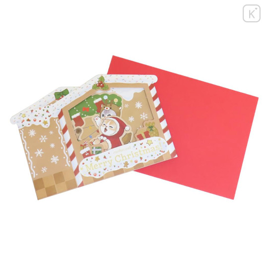 Japan Mofusand 3D Greeting Card - Cat Christmas Gingerbread House - 2