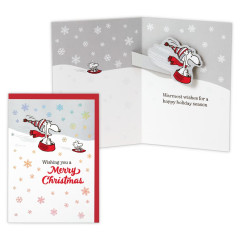 Japan Peanuts 3D Greeting Card - Snoopy & Woodstock : Christmas Sleigh Ride