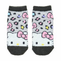 Japan Sanrio Original Fluffy Socks - Hello Kitty : Peek Out Leopard Grey - 1