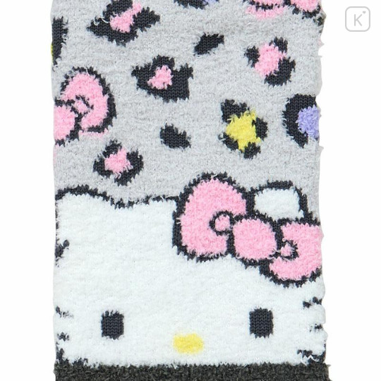Japan Sanrio Original Fluffy Socks - Hello Kitty : Peek Out Leopard Grey - 2
