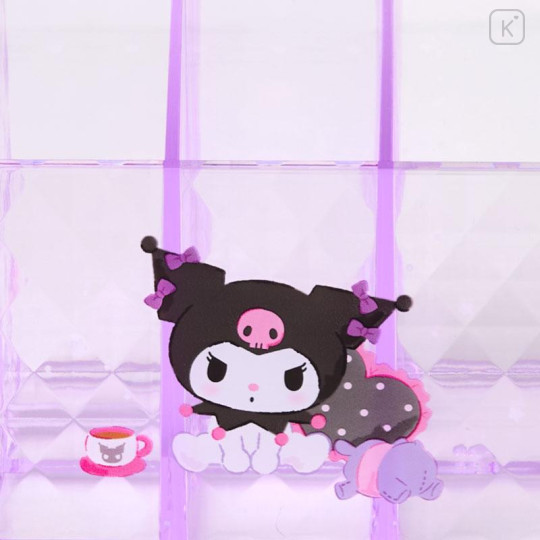 Japan Sanrio Original Cosmetic Desk Organizer - Kuromi : Relaxing - 4