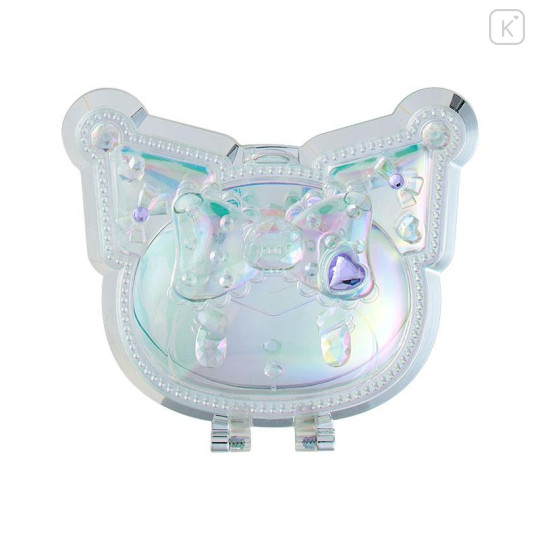 Japan Sanrio Original Folding Stand Mirror - Kuromi : Face Aurora Hologram Sliver - 1