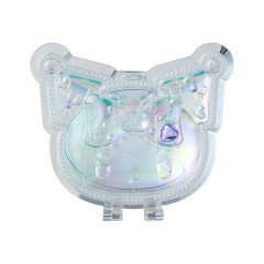 Japan Sanrio Original Folding Stand Mirror - Kuromi : Face Aurora Hologram Sliver