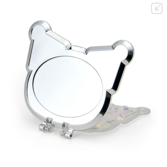 Japan Sanrio Original Folding Stand Mirror - Kuromi : Face Aurora Hologram Sliver - 2