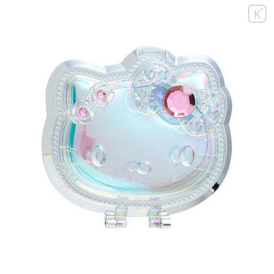 Japan Sanrio Original Folding Stand Mirror - Hello Kitty : Face Aurora Hologram Sliver - 1