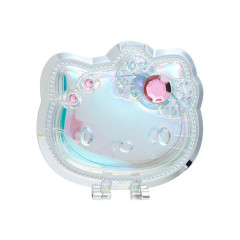 Japan Sanrio Original Folding Stand Mirror - Hello Kitty : Face Aurora Hologram Sliver