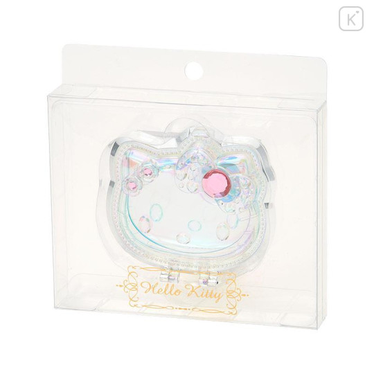 Japan Sanrio Original Folding Stand Mirror - Hello Kitty : Face Aurora Hologram Sliver - 3