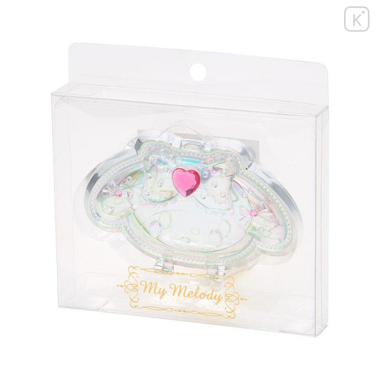 Japan Sanrio Original Folding Stand Mirror - My Melody : Face Aurora Hologram Sliver - 3