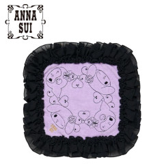 Japan Sanrio × Anna Sui Embroidered Mini Towel Handkerchief Box - My Melody 50th & Kuromi 20th Anniversary Frill Black