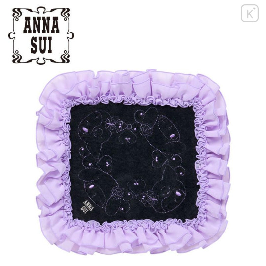 Japan Sanrio × Anna Sui Embroidered Mini Towel Handkerchief Box - My Melody 50th & Kuromi 20th Anniversary Frill Purple - 1