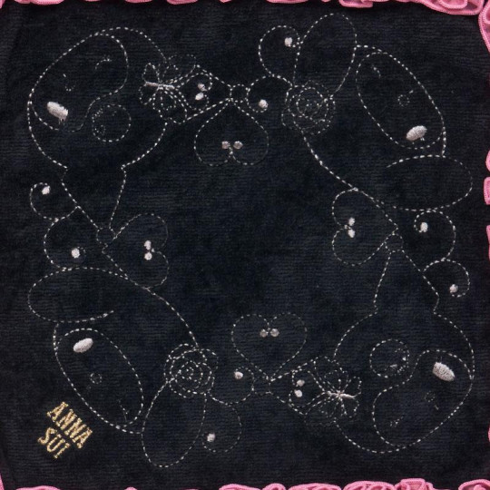 Japan Sanrio × Anna Sui Embroidered Mini Towel Handkerchief Box - My Melody 50th & Kuromi 20th Anniversary Frill Pink - 2