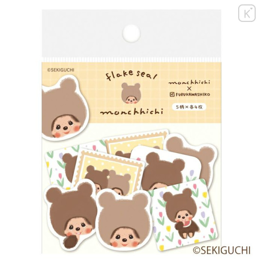Japan Monchhichi Washi Flake Seal - Bear - 1