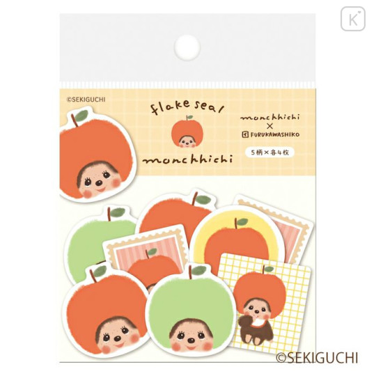 Japan Monchhichi Washi Flake Seal - Apple - 1