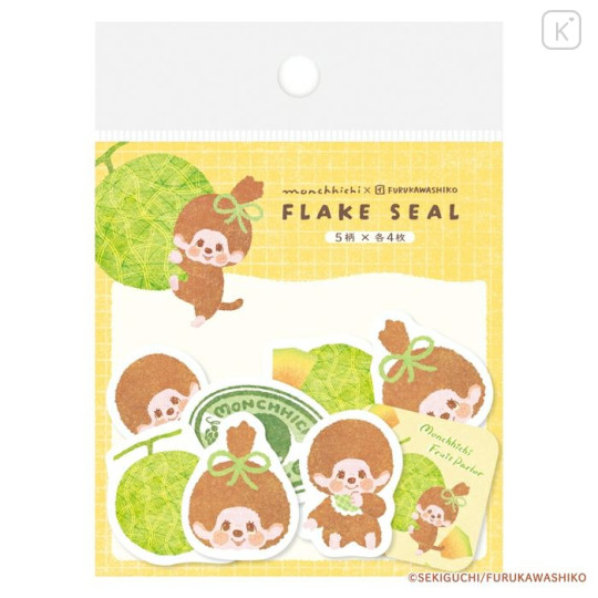 Japan Monchhichi Washi Flake Seal - Melon - 1