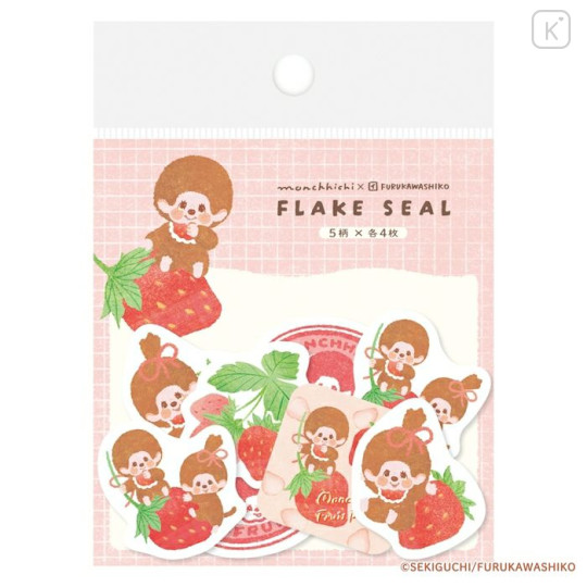 Japan Monchhichi Washi Flake Seal - Strawberry - 1