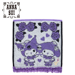 Japan Sanrio × Anna Sui Mini Towel Jacquard Handkerchief - My Melody 50th & Kuromi 20th Anniversary Ruffle Purple