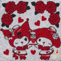 Japan Sanrio × Anna Sui Mini Towel Jacquard Handkerchief - My Melody 50th & Kuromi 20th Anniversary Ruffle Red - 2