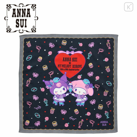 Japan Sanrio × Anna Sui Bento Lunch Cloth - My Melody 50th & Kuromi 20th Anniversary Diner Neon - 1