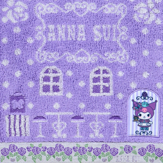Japan Sanrio × Anna Sui Mini Towel Jacquard Handkerchief - My Melody 50th & Kuromi 20th Anniversary Purple - 2