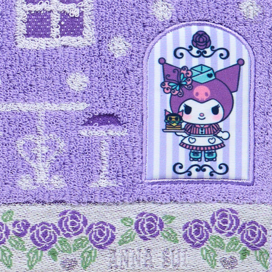 Japan Sanrio × Anna Sui Mini Towel Jacquard Handkerchief - My Melody 50th & Kuromi 20th Anniversary Purple - 3