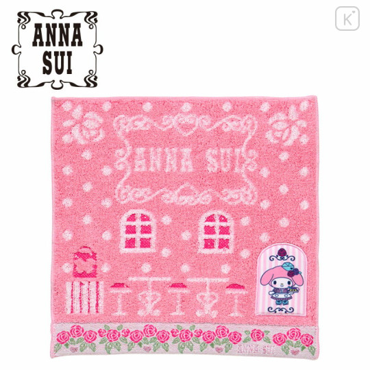 Japan Sanrio × Anna Sui Mini Towel Jacquard Handkerchief - My Melody 50th & Kuromi 20th Anniversary Pink - 1