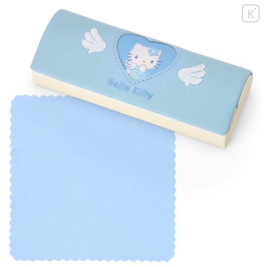 Japan Sanrio Glasses Case with Cloth - Hello Kitty : Sky Blue Sparkling Angel - 1