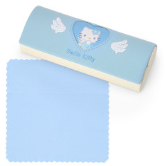 Japan Sanrio Glasses Case with Cloth - Hello Kitty : Sky Blue Sparkling Angel