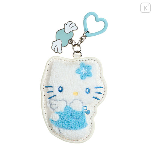 Japan Sanrio Sagara Embroidered Keychain - Hello Kitty : Sky Blue Sparkling Angel White - 1
