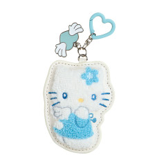 Japan Sanrio Sagara Embroidered Keychain - Hello Kitty : Sky Blue Sparkling Angel White
