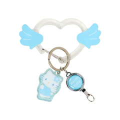 Japan Sanrio Carabiner with Reel - Hello Kitty : Sky Blue Sparkling Angel A
