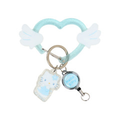 Japan Sanrio Carabiner with Reel - Hello Kitty : Sky Blue Sparkling Angel B