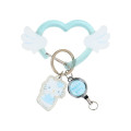 Japan Sanrio Carabiner with Reel - Hello Kitty : Sky Blue Sparkling Angel B - 1