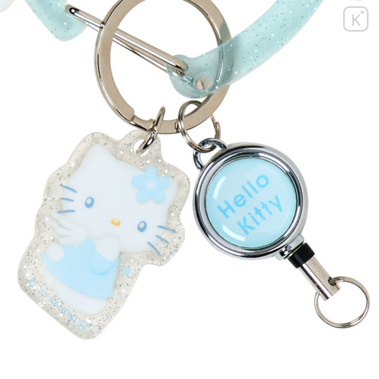 Japan Sanrio Carabiner with Reel - Hello Kitty : Sky Blue Sparkling Angel B - 2