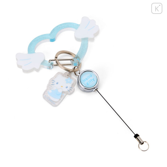 Japan Sanrio Carabiner with Reel - Hello Kitty : Sky Blue Sparkling Angel B - 3