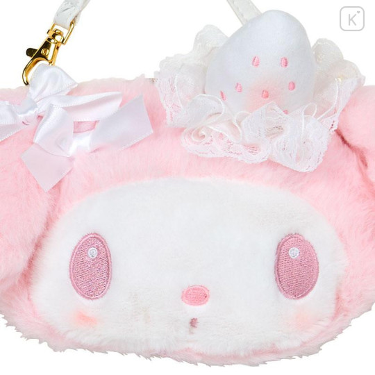 Japan Sanrio Face-shaped 2way Pochette - My Melody : White Strawberry Tea Time - 4
