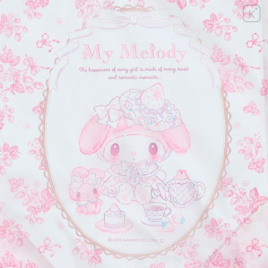 Japan Sanrio Eco Shopping Bag & Mascot Plush - My Melody : White Strawberry Tea Time - 4