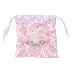 Japan Sanrio Mascot Drawstring Pouch - My Melody : White Strawberry Tea Time
