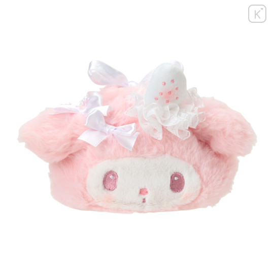 Japan Sanrio Plush Drawstring Bag - My Melody : White Strawberry Tea Time - 1