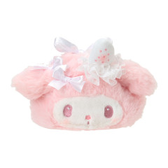 Japan Sanrio Plush Drawstring Bag - My Melody : White Strawberry Tea Time