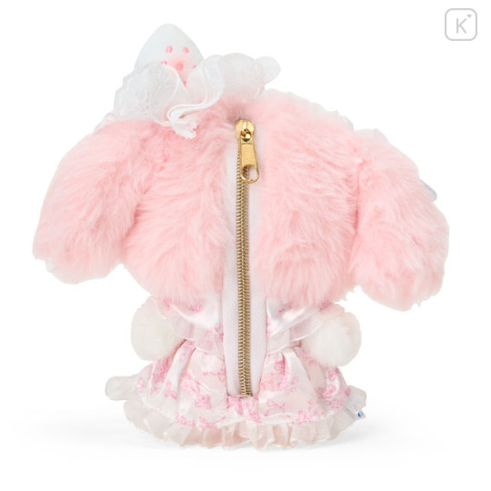 Japan Sanrio Mini Plush Pouch with Carabiner - My Melody : White Strawberry Tea Time - 3