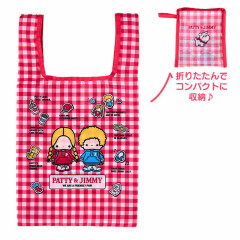 Japan Sanrio Original Eco Bag - Patty & Jimmy : Couple Lookbook Red Check