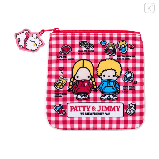 Japan Sanrio Original Flat Pouch - Patty & Jimmy : Couple Lookbook Red Check - 1