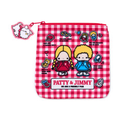 Japan Sanrio Original Flat Pouch - Patty & Jimmy : Couple Lookbook Red Check