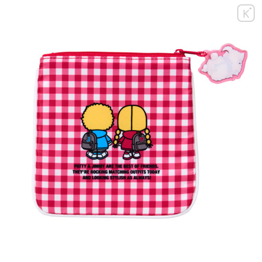 Japan Sanrio Original Flat Pouch - Patty & Jimmy : Couple Lookbook Red Check - 2