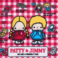 Japan Sanrio Original Flat Pouch - Patty & Jimmy : Couple Lookbook Red Check - 3