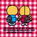 Japan Sanrio Original Flat Pouch - Patty & Jimmy : Couple Lookbook Red Check - 4