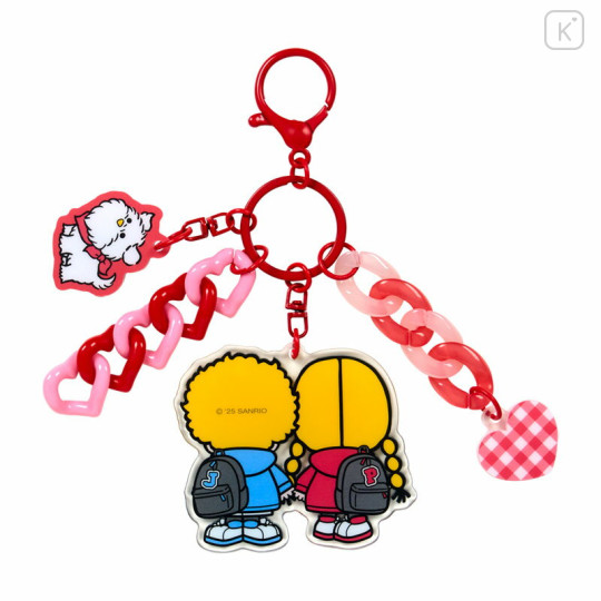 Japan Sanrio Original Acrylic Keychain - Patty & Jimmy : Couple Lookbook Red Check - 2