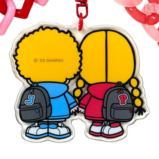 Japan Sanrio Original Acrylic Keychain - Patty & Jimmy : Couple Lookbook Red Check - 4