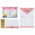Japan Sanrio Original Letter Set with Case - Patty & Jimmy : Couple Lookbook Pink Check - 1
